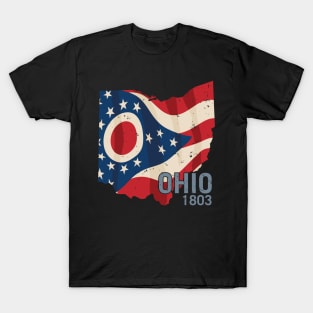 Ohio 1803 with Ohio flag stars and stripes T-Shirt